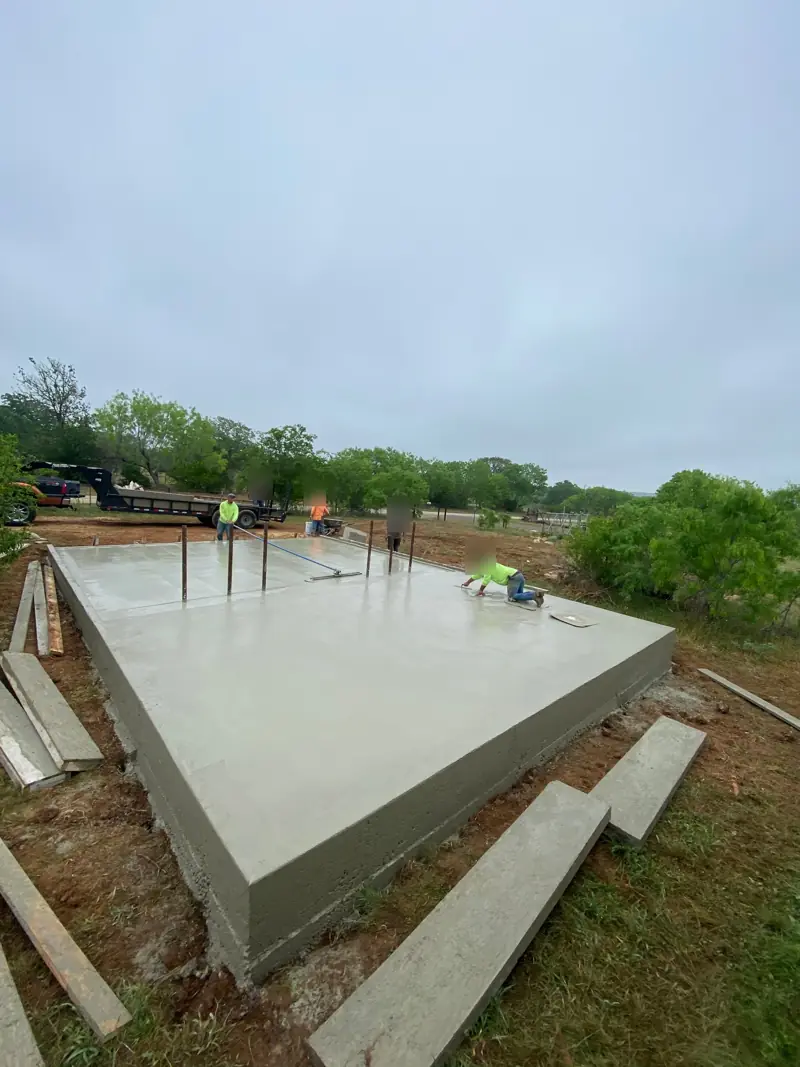 Fresh concrete shop slab.